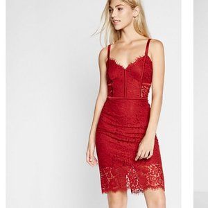 Express Red Lace Midi Dress